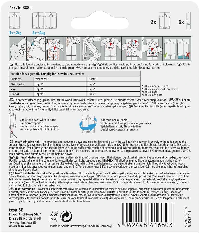 Tesa KABLIUK RĖMEL PAKAB 77776 2X2KG