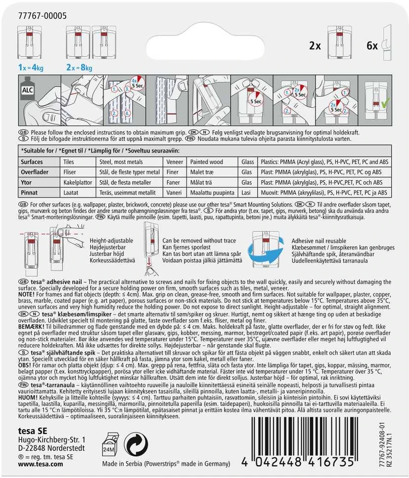 Tesa KABLIUK RĖMEL PAKAB 77767 2X4KG PLYT REG