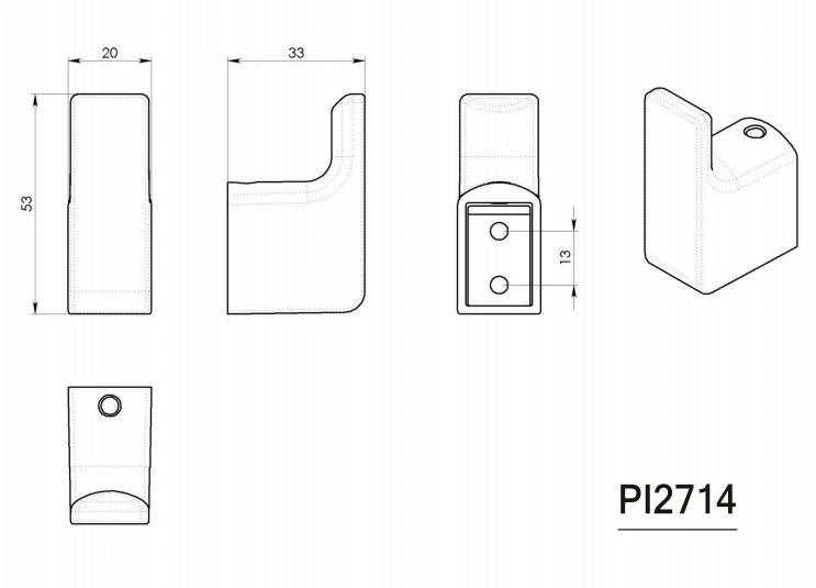 Āķis Gedy PI2714, 20 mm x 33 mm x 53 mm, melna krās.