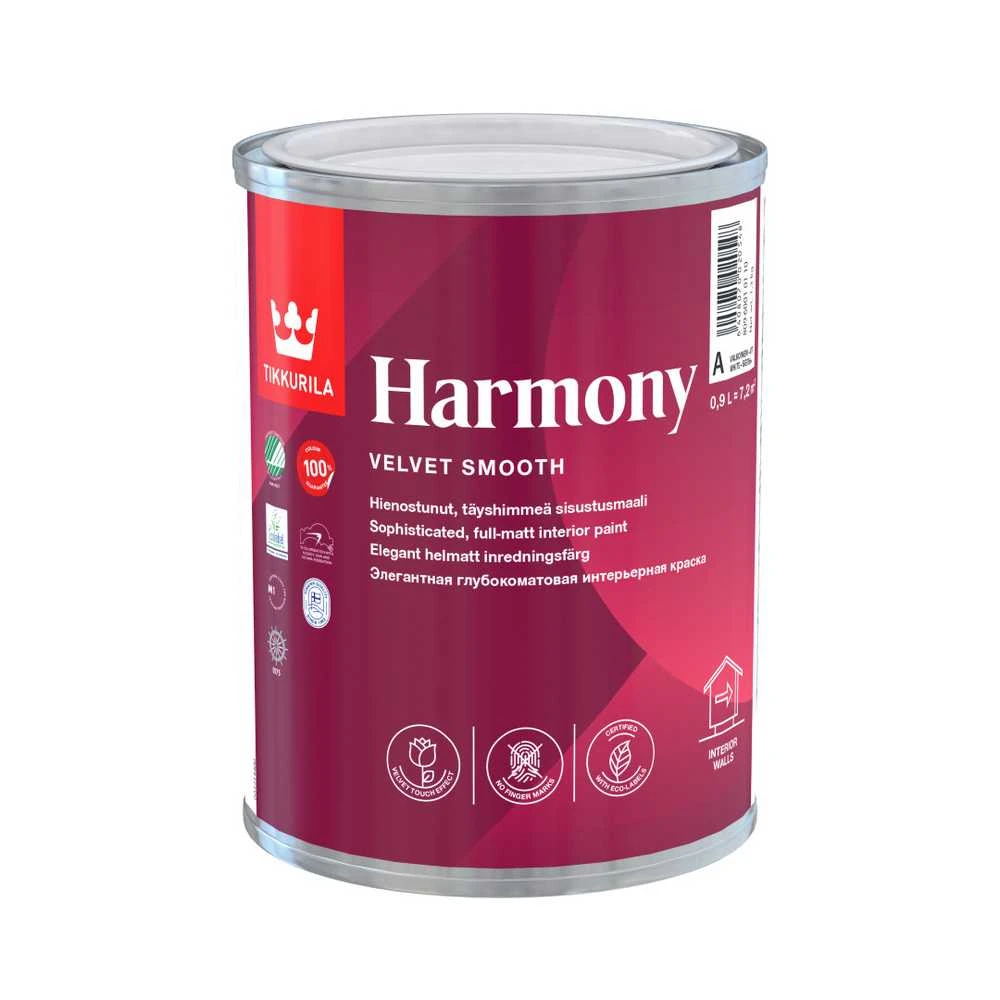 Sienų ir lubų dažai TIKKURILA HARMONY, visiškai matiniai, baltos sp., A bazė, 900 ml