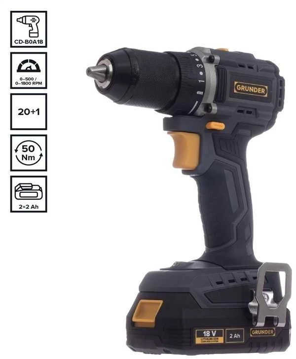 Grąžtas Carruzzo Įrankių rinkinys CD-B0A18 CW-B1218E 18 V BL 2 x 2 AH