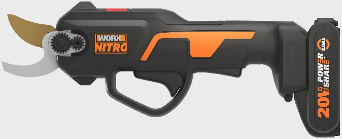 WORX 20V 25 mm akumuliatorinės bešepetėlinės genėjimo žirklės - su akumuliatoriumi ir įkrovikliu (WG330E)