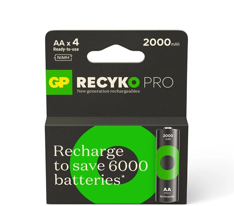 Gp Batteries Akumuliatorius - GP ReCyko+ Pro R6 2000mAh Įkraunamų Akumuliatorių 4 Pakas