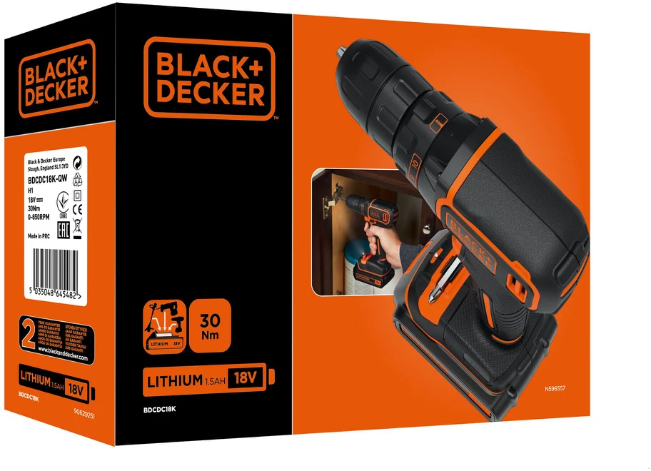 Akumuliatorinis gręžtuvas BDCDC18-QW 18V 1x1.5ah