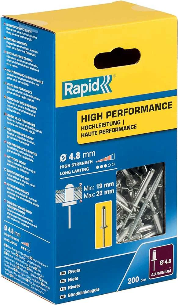 Aliuminės kniedės Rapid 4.8 x 25 mm, 200 vnt