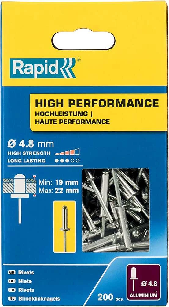Aliuminės kniedės Rapid 4.8 x 25 mm, 200 vnt