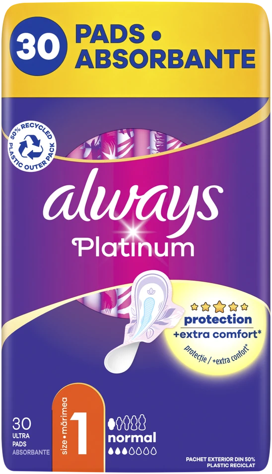 Always Platinum Normal Size 1 Higieniniai Paketai su Sparneliais, 30 vnt.
