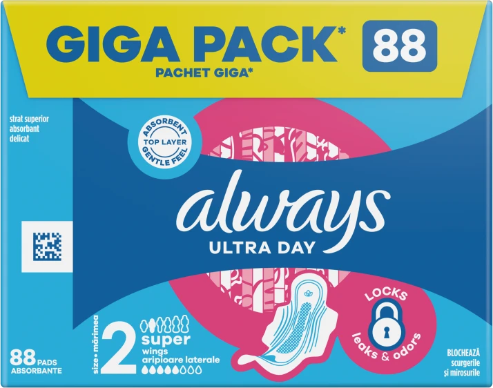 Always Ultra Size 2 Dienai Higieniniai paketai, Long (2 Dydis), 88 vnt.