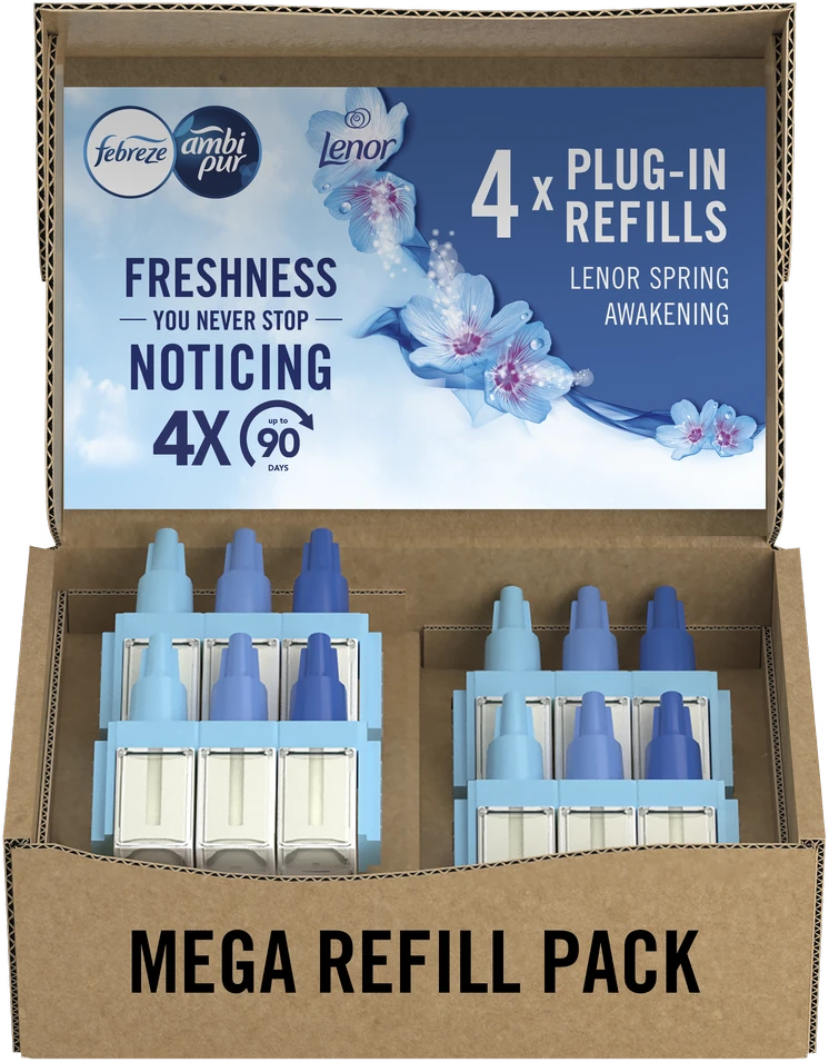 Febreze Ambi Pur 3Volution Spring Awakening Oro gaiviklis papildymas, 4 x 20 ml