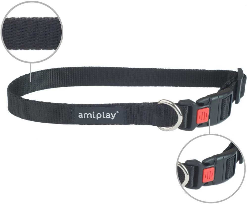Ami Play Šuns antkaklis AMIPLAY BASIC, juodas, 350–500 mm, 20 mm
