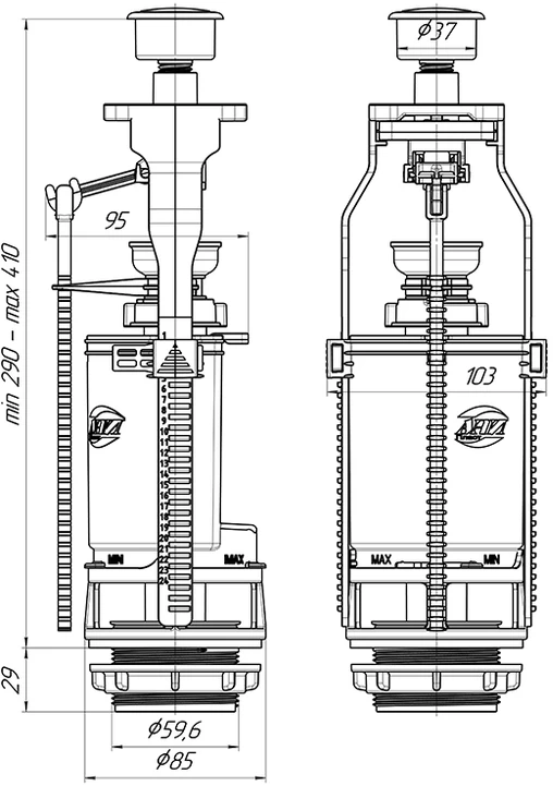 Ani Plast Nuleidimo mechanizmas Ani E403 Chrome mygtukas