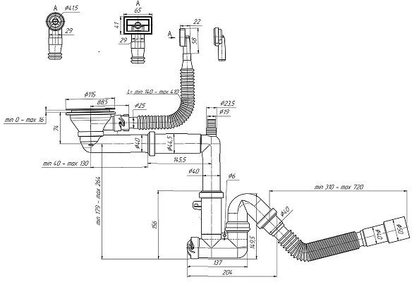 Ani_Plast SIPHON 3 1/2X40 WITH HOSE 40X40