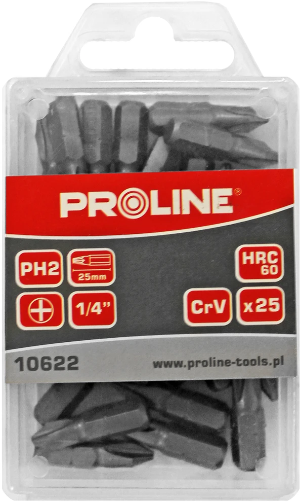 Skrūvgriežio antgaliai Proline 1/4Ph2x25Mm 25 vnt.