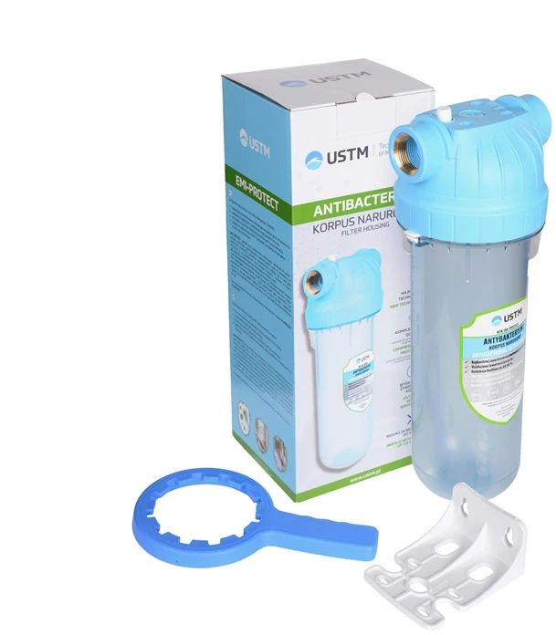 Antibakterinis vandens filtro korpusas, viengubas USTM Emi-Protect, 10 "
