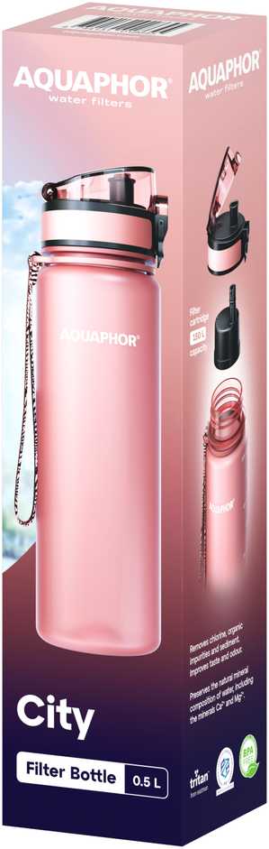 Gertuvė Aquaphor Vandens butelis, rožinis, polipropilenas, pp, 0.5 l