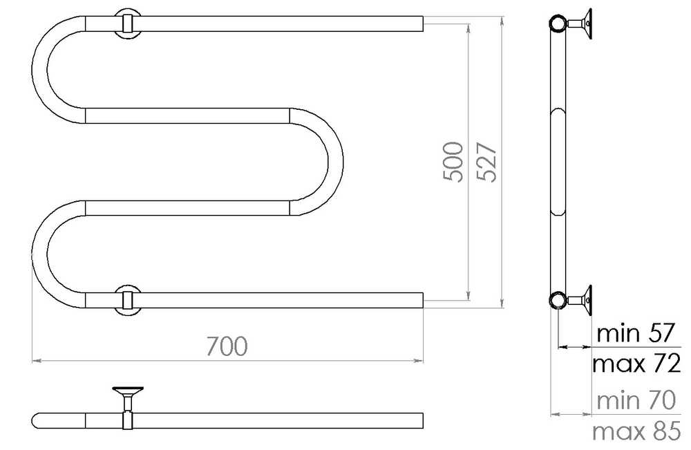 Domoletti TOWEL HEATER M.50X70/3/4/D269.SIMPL CHR