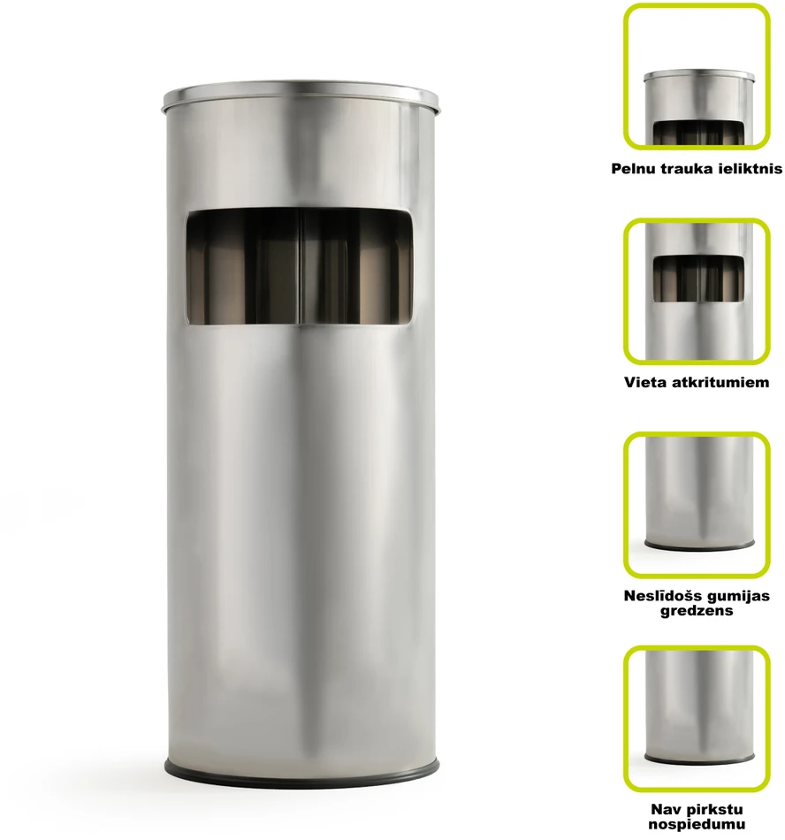 Okko Šiukšliadėžė Colorovo ROUND TRASH BIN WITH ASHTRAY T-Y0617S