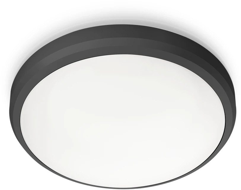 Āra griestu lampa Philips Doris, 6W, LED, IP54, melna krās., 22 cm x 7 cm