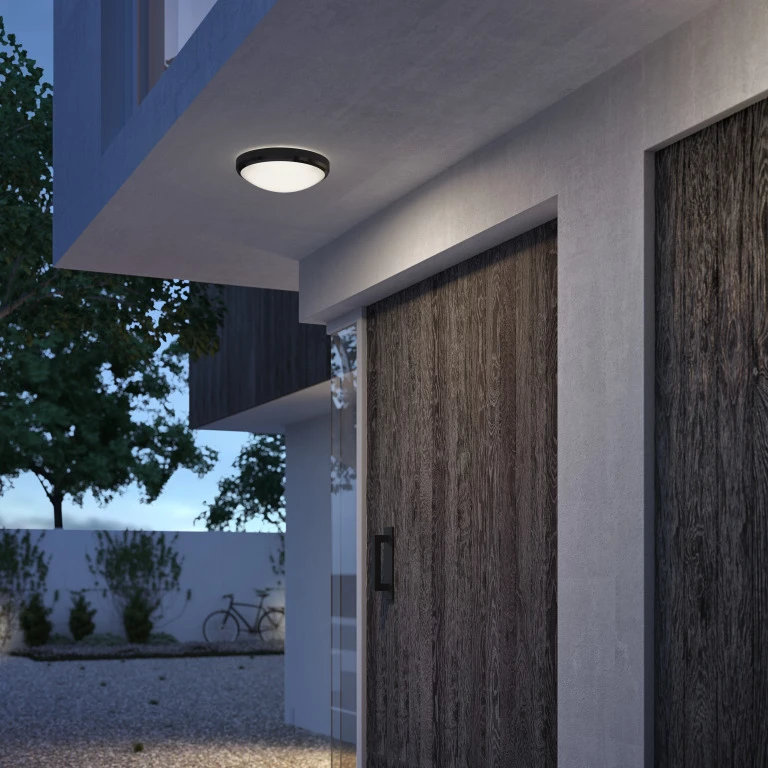 Āra griestu lampa Philips Doris, 6W, LED, IP54, melna krās., 22 cm x 7 cm