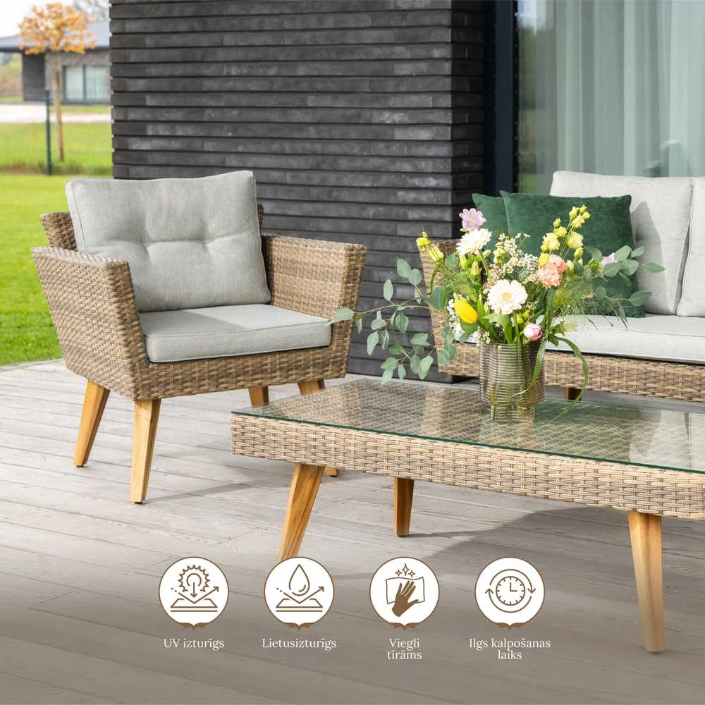 Lauko baldų komplektas Domoletti OUTDOOR FURNIT SET TABLE 2CHAIR AND SOFA
