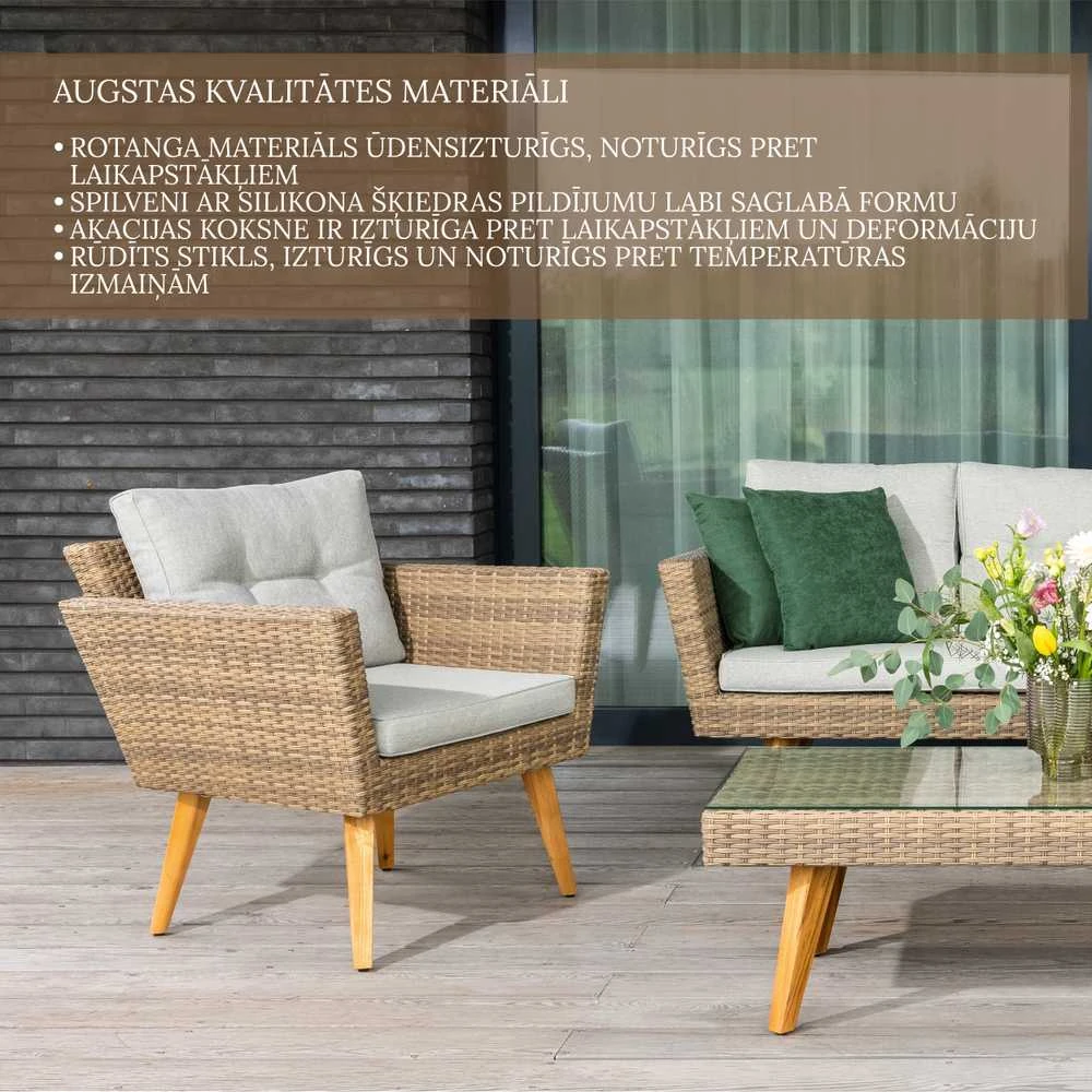 Lauko baldų komplektas Domoletti OUTDOOR FURNIT SET TABLE 2CHAIR AND SOFA