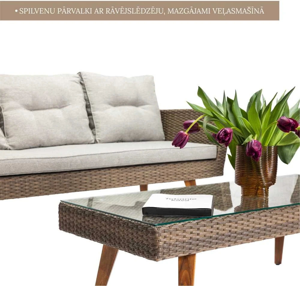 Lauko baldų komplektas Domoletti OUTDOOR FURNIT SET TABLE 2CHAIR AND SOFA