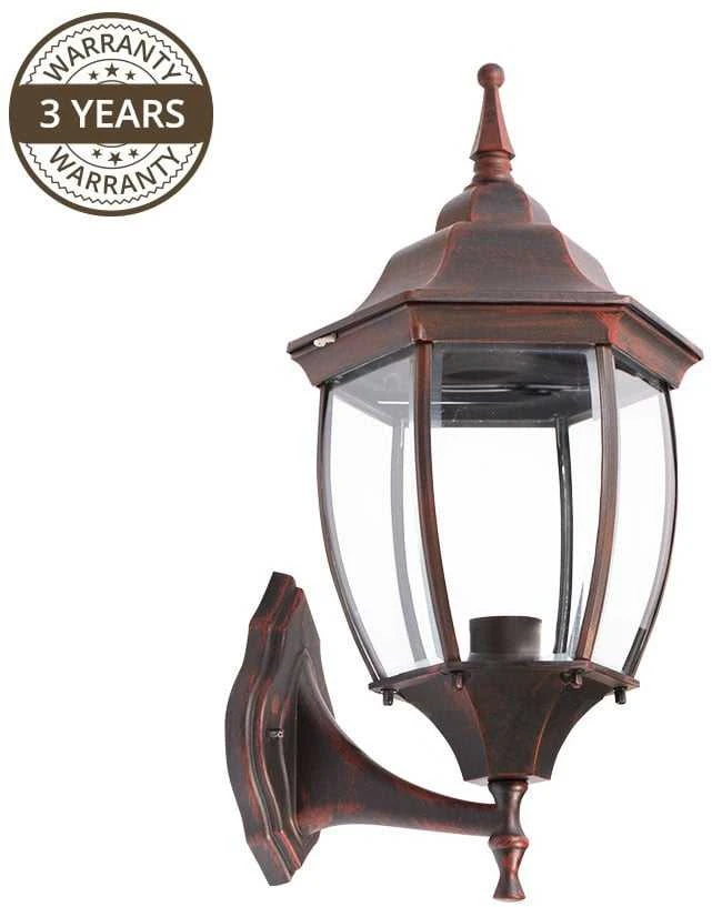 Sieninis šviestuvas Sieninis lauko šviestuvas Domoletti EL-560UP, 100W, E27, IP44, juoda sp./raudona sp., 21 cm x 51 cm