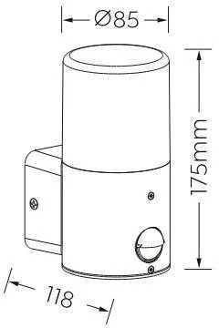 Sieninis šviestuvas Šviestuvas Domoletti ORTE 14216-PIR, 40W, E27, IP44, juodas