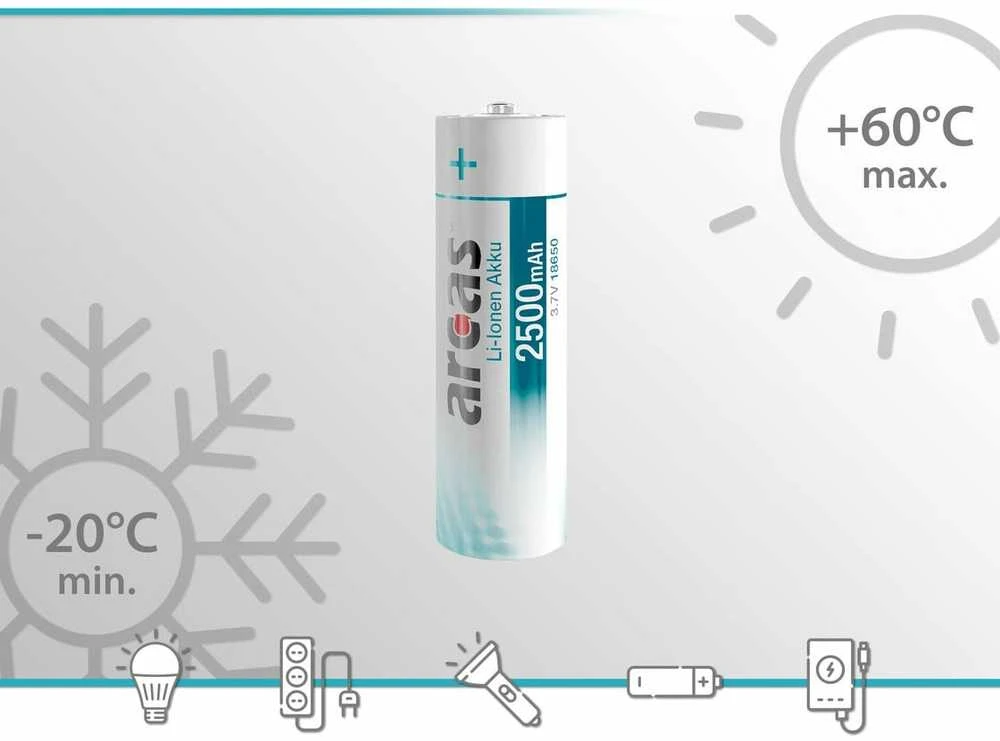 Arcas Įkraunamas elementas Li-ion 18650 3.7V B1 2500 mAh, Camelion, 1 vnt.