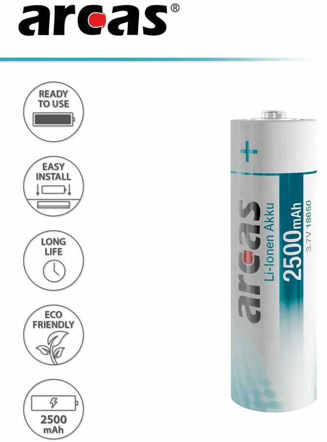Arcas Įkraunamas elementas Li-ion 18650 3.7V B1 2500 mAh, Camelion, 1 vnt.