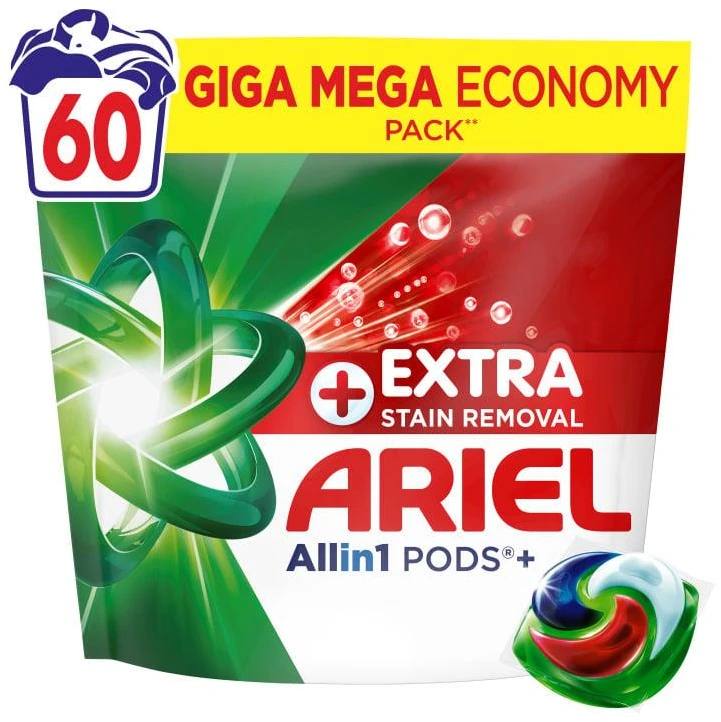 Skalbimo kapsulės Ariel All-in-1 PODs +Extra Clean Power (60 skalbimų)