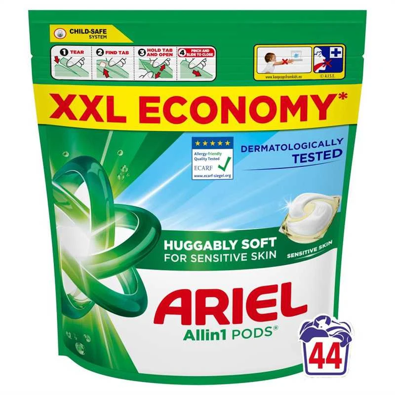 Ariel All-in-1 PODs Sensitive Skalbimo Kapsulės, 44 Skalb