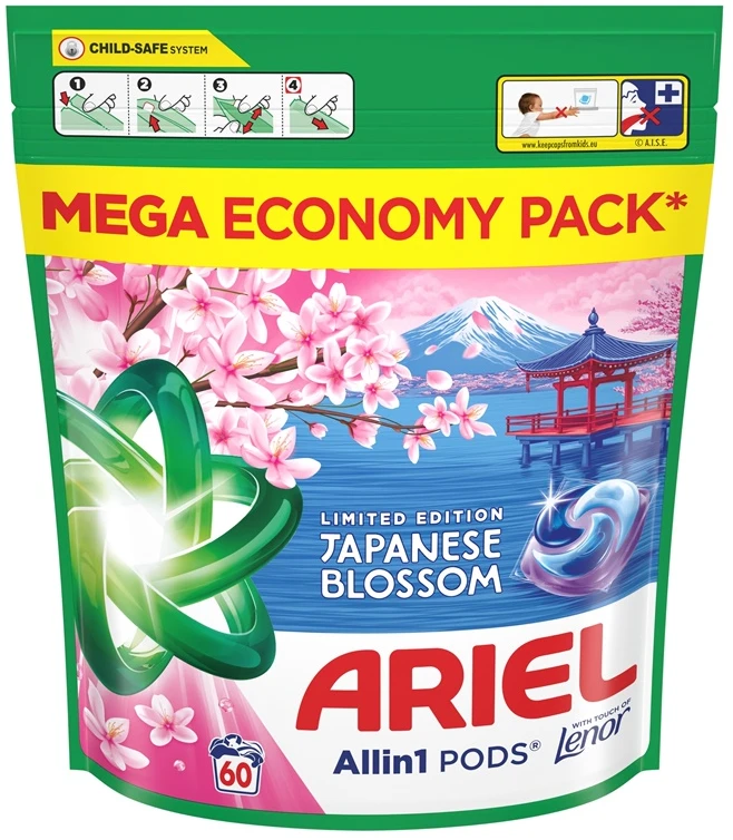 Ariel Skalbimo kapsulės Lenor JAPANESE BLOSSOM. 60 vnt.