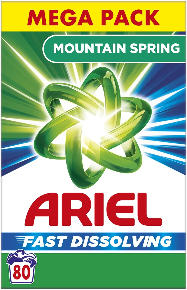 Skalbimo milteliai Ariel Mountain Spring, 4,4 kg (80 Skalbimų)