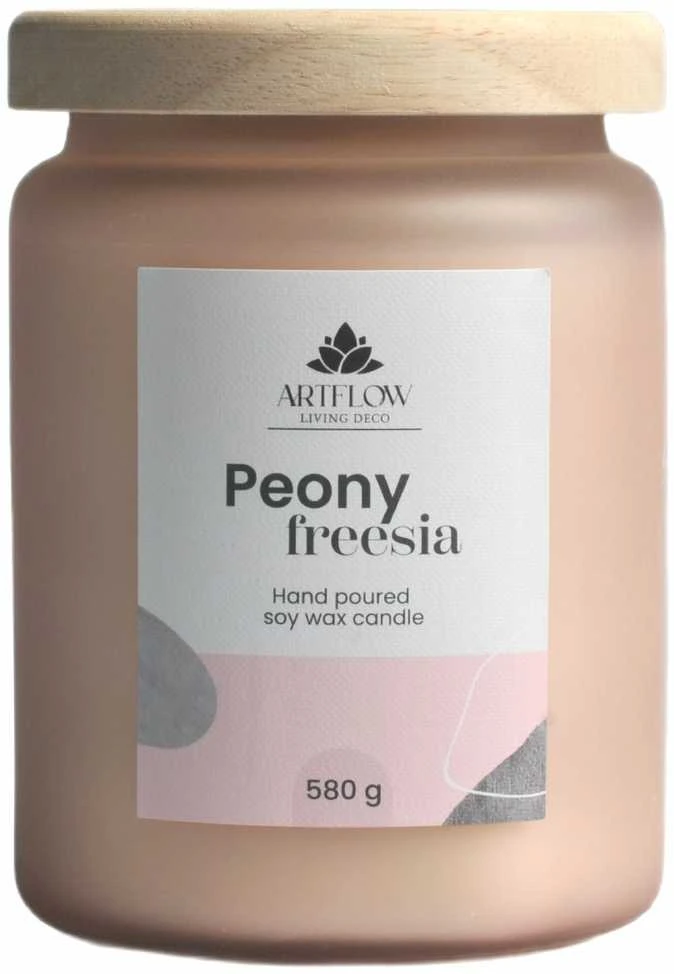 Artflow Aromatinė žvakė PEONY FREESIA 580g, +/- 60h