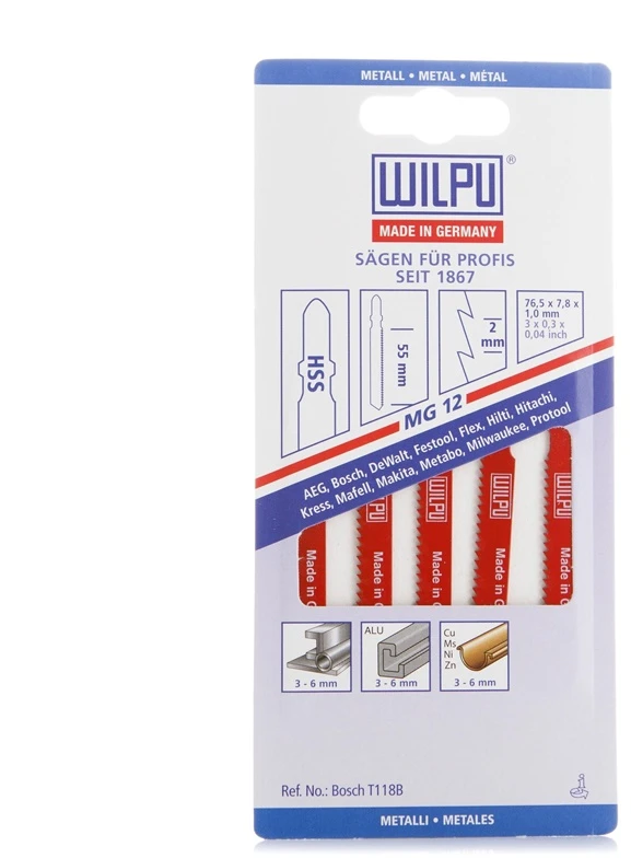 Pjūkleliai aliuminiui, spalv. metalams MG 12 WILPU 5 vnt.
