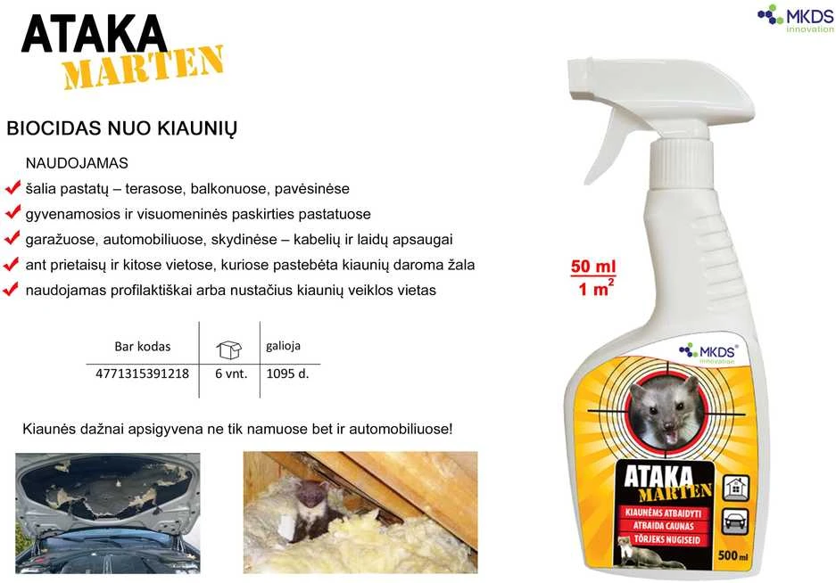 Mkds Ataka Marten repelentas nuo kiaunių, 500 ml