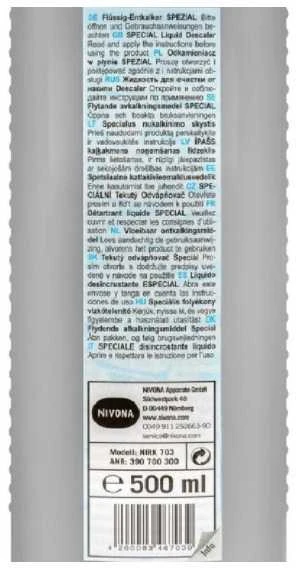 Nukalkinimo skystis NIVONA NIRK 703