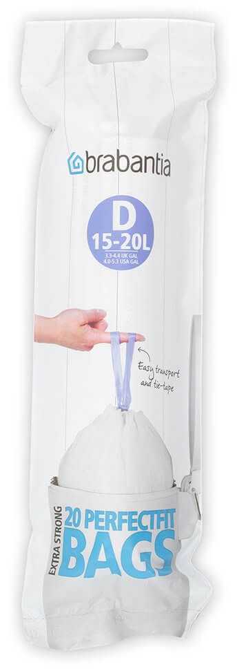 Brabantia Šiukšlių maišai D 15-20L (rit. 20vnt.) - Baltas