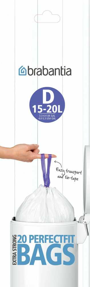 Brabantia Šiukšlių maišai D 15-20L (rit. 20vnt.) - Baltas