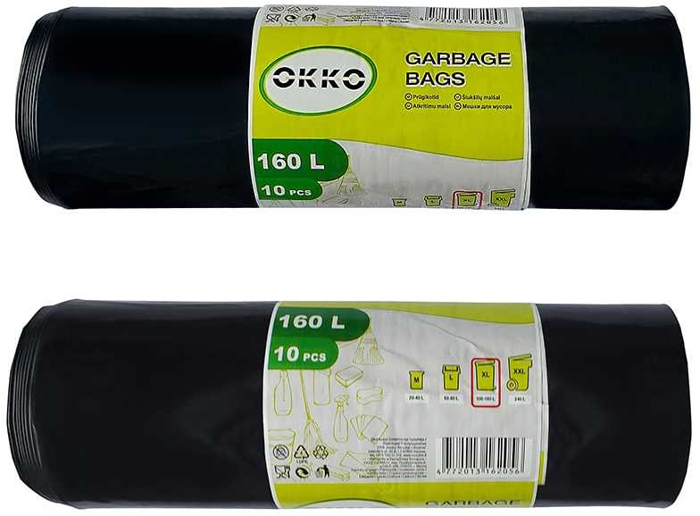Šiukšlių maišai Okko, 160 l, 10 vnt., 30MK