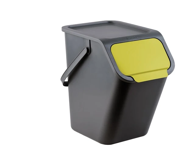 Šiukšliadėžė BINI, 25 l, juoda, geltona