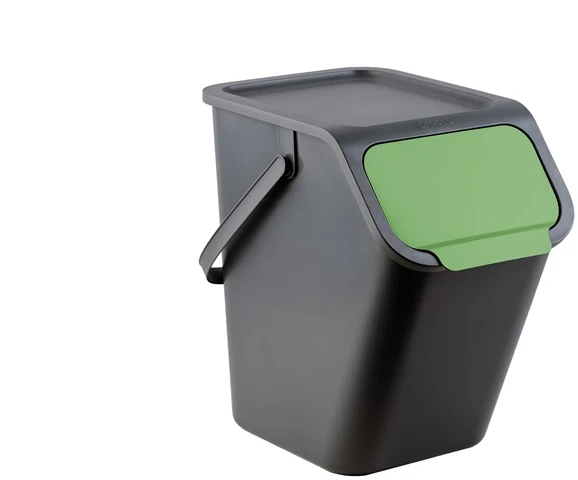 Šiukšliadėžė BINI, 25 l, juoda, žalia
