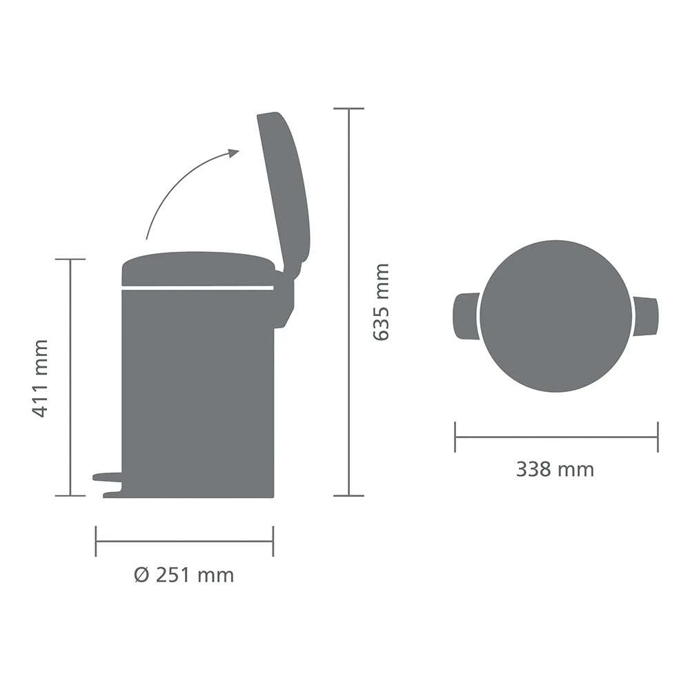 Šiukšliadėžė Brabantia 12 L, 11 37 41 juoda matinė