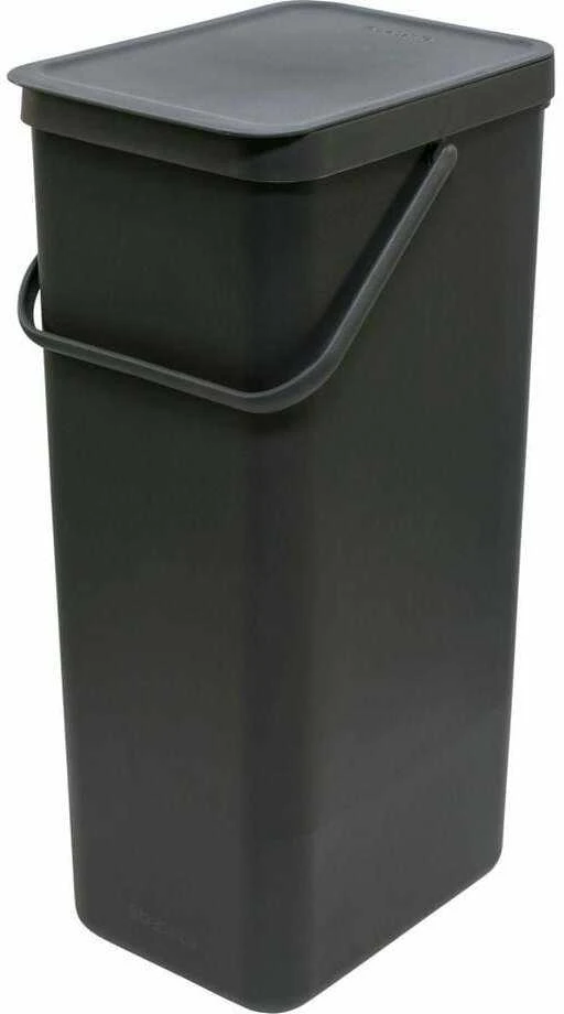 Brabantia „SORT & GO“ šiukšliadėžė, 40 l, stačiakampė, pilka, 267 mm, 341 mm, 620 mm