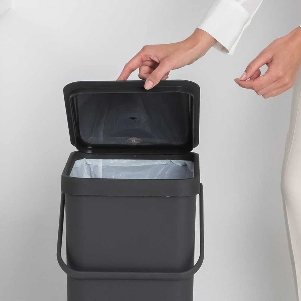 Brabantia „SORT & GO“ šiukšliadėžė, 40 l, stačiakampė, pilka, 267 mm, 341 mm, 620 mm