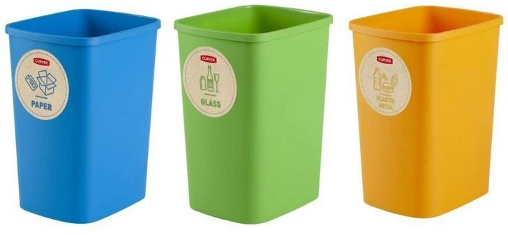 Šiukšliadėžė Curver, mėlyna/geltona/žalia, 9 l