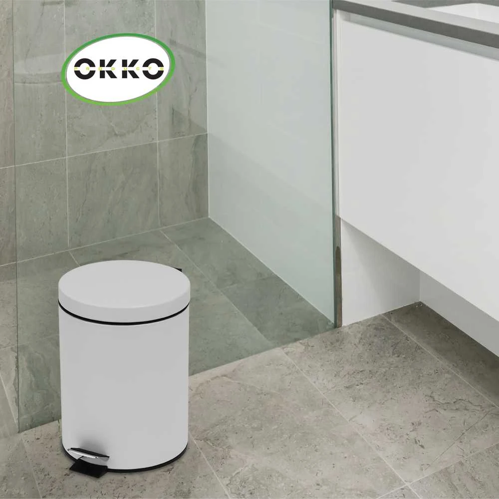 Šiukšliadėžė su pedalu OKKO T-Y0105M, 5 l, matinė balta