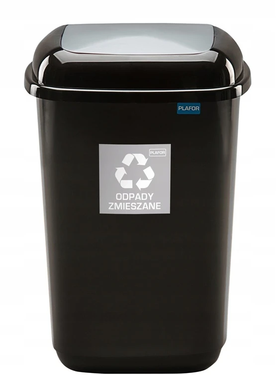 Šiukšliadėžė Plafor, 12 l, juoda/pilka