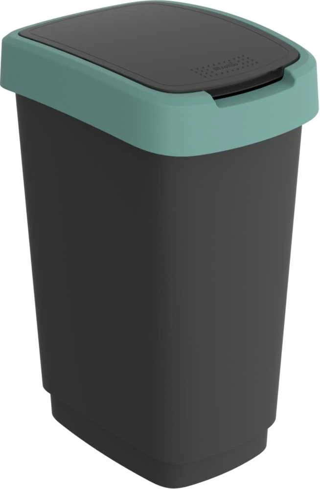 Šiukšliadėžė Rotho Twist, juoda/tamsiai žalia, 25 l